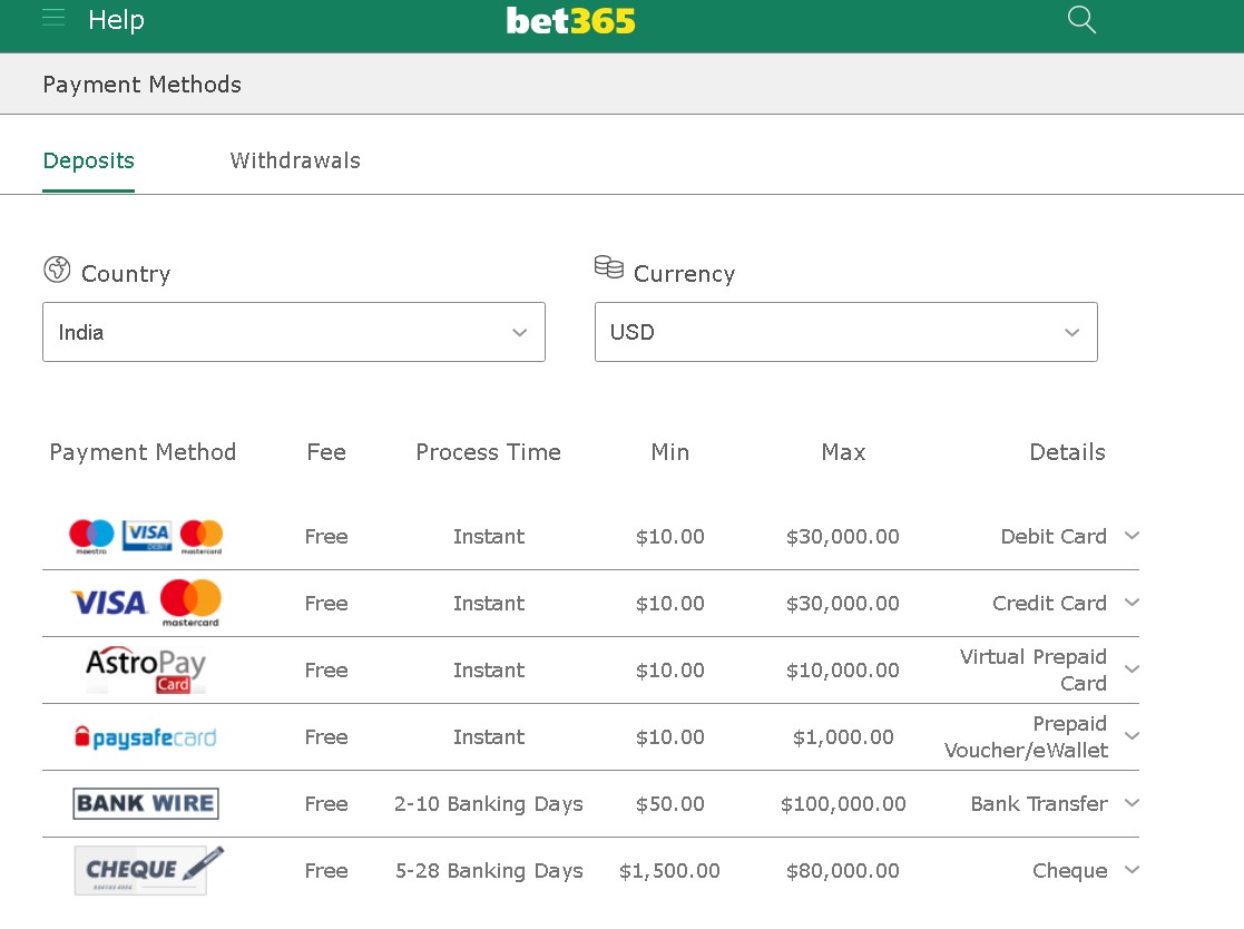 Bet365 deposit