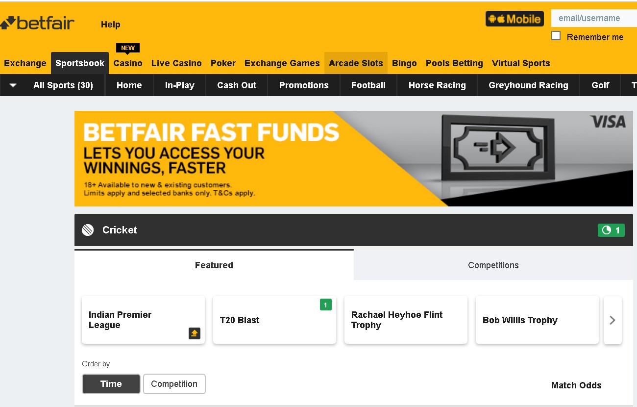 Betfair cricket betting