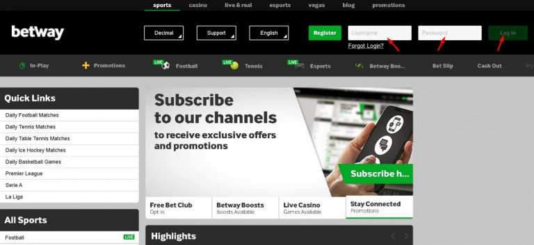 contact betway live casino