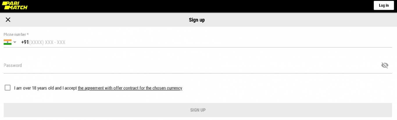 Parimatch signup
